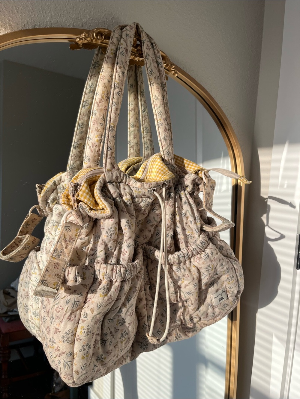 Zara Mommy Bag Cotton Quilted Floral Tote Diaper Bag - Picture 9 of 13